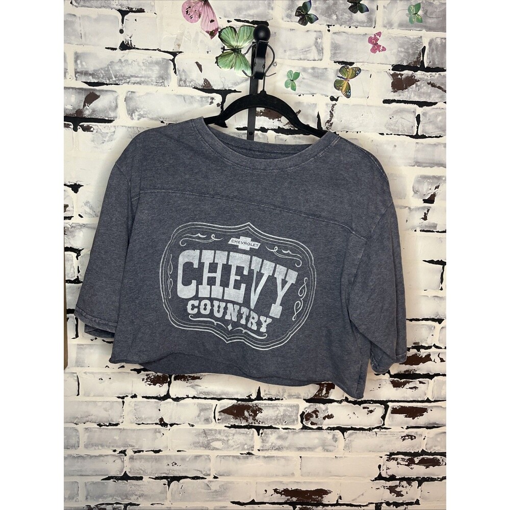 Gm Chevy Country Western Rodeo Relax Casual Crop Shrit Woman Small